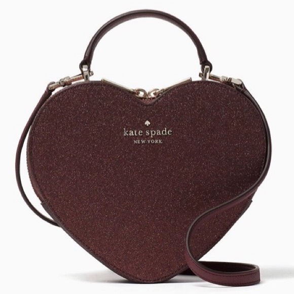 KATE SPADE LOVE SHACK Glitter Heart CROSSBODY BAG in DEEP NOVA! Novelty Gift NWT - Picture 2 of 5
